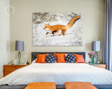 Chonky Fox Canvas Print // Red Fox Jumping Snow Wall Art // Cute Fox Home Decor // Adorably Round Fox Print