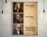 Time Quotes Canvas Print // Isaac Newton Quote / Albert Einstein Quote / Karl Marx Quote / Time Was Invented By Clock Companies To Sell More Clocks