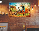 Downhill Canvas Print // Life Begins At The End Of Your Comfort Zone // MTB Mountain Biking Dusty Aggressive Turns Downhill Riding