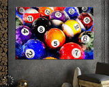 Pool Balls Canvas Print // Billiard Wall Art // Billiard Club Wall Decor // Man Cave Decor