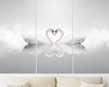 Swans in Love Canvas Print // Swans On A Calm Water Surface With Fog Wall Decor // Neutral Colors Swans Wall Art