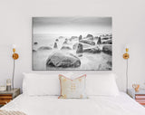 Seashore Canvas Print // Shore of the Sea Black and White Wall Art // Calming Seascape Canvas Wall Decor