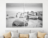 Seashore Canvas Print // Shore of the Sea Black and White Wall Art // Calming Seascape Canvas Wall Decor