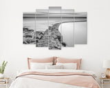 Sea Horizon Canvas Print // Black and White Long Exposure Sea Rocks Canvas Wall Decor // Black and White Sea Canvas Wall Art