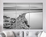 Sea Horizon Canvas Print // Black and White Long Exposure Sea Rocks Canvas Wall Decor // Black and White Sea Canvas Wall Art