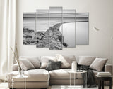 Sea Horizon Canvas Print // Black and White Long Exposure Sea Rocks Canvas Wall Decor // Black and White Sea Canvas Wall Art