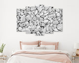 Pebbles Canvas Print // Grey Dry Round Stones Wall Decor // Gray and White Pebbles Stone // Luxury Abstract Canvas Wall Art