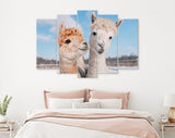 Lovely Alpacas Canvas Print // Two Lovely Alpacas In Winter // Farmhouse wall decor // Alpaca Portrait Print