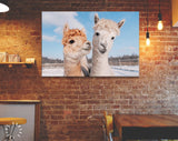 Lovely Alpacas Canvas Print // Two Lovely Alpacas In Winter // Farmhouse wall decor // Alpaca Portrait Print