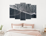 Black Sand Beach Canvas Print // Top View Volcano Black Sand Beach Canvas Wall Decor // Beach Ocean Wave Canvas Wall Art