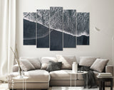 Black Sand Beach Canvas Print // Top View Volcano Black Sand Beach Canvas Wall Decor // Beach Ocean Wave Canvas Wall Art