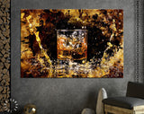 Whiskey Splash Canvas Print // Shot Of Whiskey With Splash // Bar Wall Decor // Whisky Wall Art // Mans Cave Wall Art