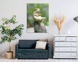 Frog Canvas Print // Green Frog Crossing His Arms Sitting On A Rock / The Lazy Call Of The Tree Frog Meme Canvas Wall Art / Funny Home Decor