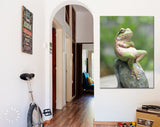 Frog Canvas Print // Green Frog Crossing His Arms Sitting On A Rock / The Lazy Call Of The Tree Frog Meme Canvas Wall Art / Funny Home Decor