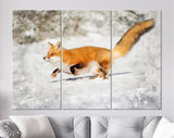 Chonky Fox Canvas Print // Red Fox Jumping Snow Wall Art // Cute Fox Home Decor // Adorably Round Fox Print