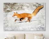 Chonky Fox Canvas Print // Red Fox Jumping Snow Wall Art // Cute Fox Home Decor // Adorably Round Fox Print