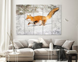 Chonky Fox Canvas Print // Red Fox Jumping Snow Wall Art // Cute Fox Home Decor // Adorably Round Fox Print