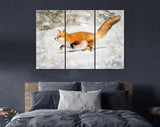 Chonky Fox Canvas Print // Red Fox Jumping Snow Wall Art // Cute Fox Home Decor // Adorably Round Fox Print