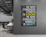 Gym Canvas Print // He Who Conquers Others Is Strong He Who Conquers Himself Is Mighty Lao Tzu // Office Wall Art // Motivational Wall Decor