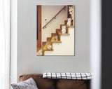 Kittens on the Stairs Canvas Print // Cat Mom and Kittens Canvas Wall Decor // Oil Painting Effect Wall Art