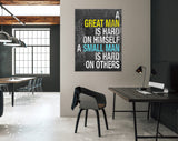 Great Man Canvas Print // A Great Man Is Hard On Himself A Small Man Is Hard On Others — Confucius // Gym Wall Art // Motivational Quote