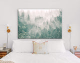 Misty Forest Neutral Colors Canvas Print // Neutral And Earthy Color Palette Canvas Wall Decor // Foggy Mountain Landscape Wall Art
