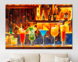 Tropical Cocktails Canvas Print // Alcohol Tropical Cocktails In The Bar Party Canvas Wall Decor // Bar Wall Decor
