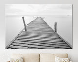 Old Bridge Canvas Print // Black and White Picture of Old Wooden Jetty to the Sea // Black and White Canvas Wall Art