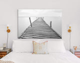 Old Bridge Canvas Print // Black and White Picture of Old Wooden Jetty to the Sea // Black and White Canvas Wall Art