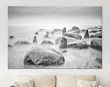 Seashore Canvas Print // Shore of the Sea Black and White Wall Art // Calming Seascape Canvas Wall Decor