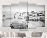 Seashore Canvas Print // Shore of the Sea Black and White Wall Art // Calming Seascape Canvas Wall Decor