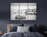 Seashore Canvas Print // Shore of the Sea Black and White Wall Art // Calming Seascape Canvas Wall Decor