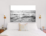 Seascape Canvas Print // Black and White Picture of Shoreline Waters Canvas Wall Decor // Black and White Sea Canvas Wall Art