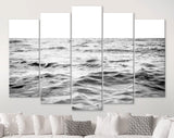 Seascape Canvas Print // Black and White Picture of Shoreline Waters Canvas Wall Decor // Black and White Sea Canvas Wall Art