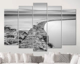 Sea Horizon Canvas Print // Black and White Long Exposure Sea Rocks Canvas Wall Decor // Black and White Sea Canvas Wall Art