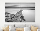 Sea Horizon Canvas Print // Black and White Long Exposure Sea Rocks Canvas Wall Decor // Black and White Sea Canvas Wall Art