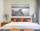 Sea Horizon Canvas Print // Black and White Long Exposure Sea Rocks Canvas Wall Decor // Black and White Sea Canvas Wall Art