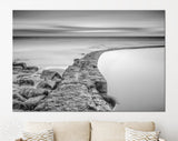 Sea Horizon Canvas Print // Black and White Long Exposure Sea Rocks Canvas Wall Decor // Black and White Sea Canvas Wall Art