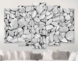 Pebbles Canvas Print // Grey Dry Round Stones Wall Decor // Gray and White Pebbles Stone // Luxury Abstract Canvas Wall Art