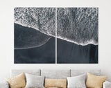 Black Sand Beach Canvas Print // Top View Volcano Black Sand Beach Canvas Wall Decor // Beach Ocean Wave Canvas Wall Art