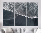 Black Sand Beach Canvas Print // Top View Volcano Black Sand Beach Canvas Wall Decor // Beach Ocean Wave Canvas Wall Art